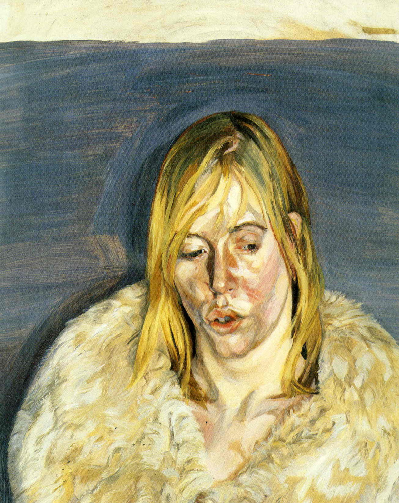 Lucien Freud. Girl in a fur coat