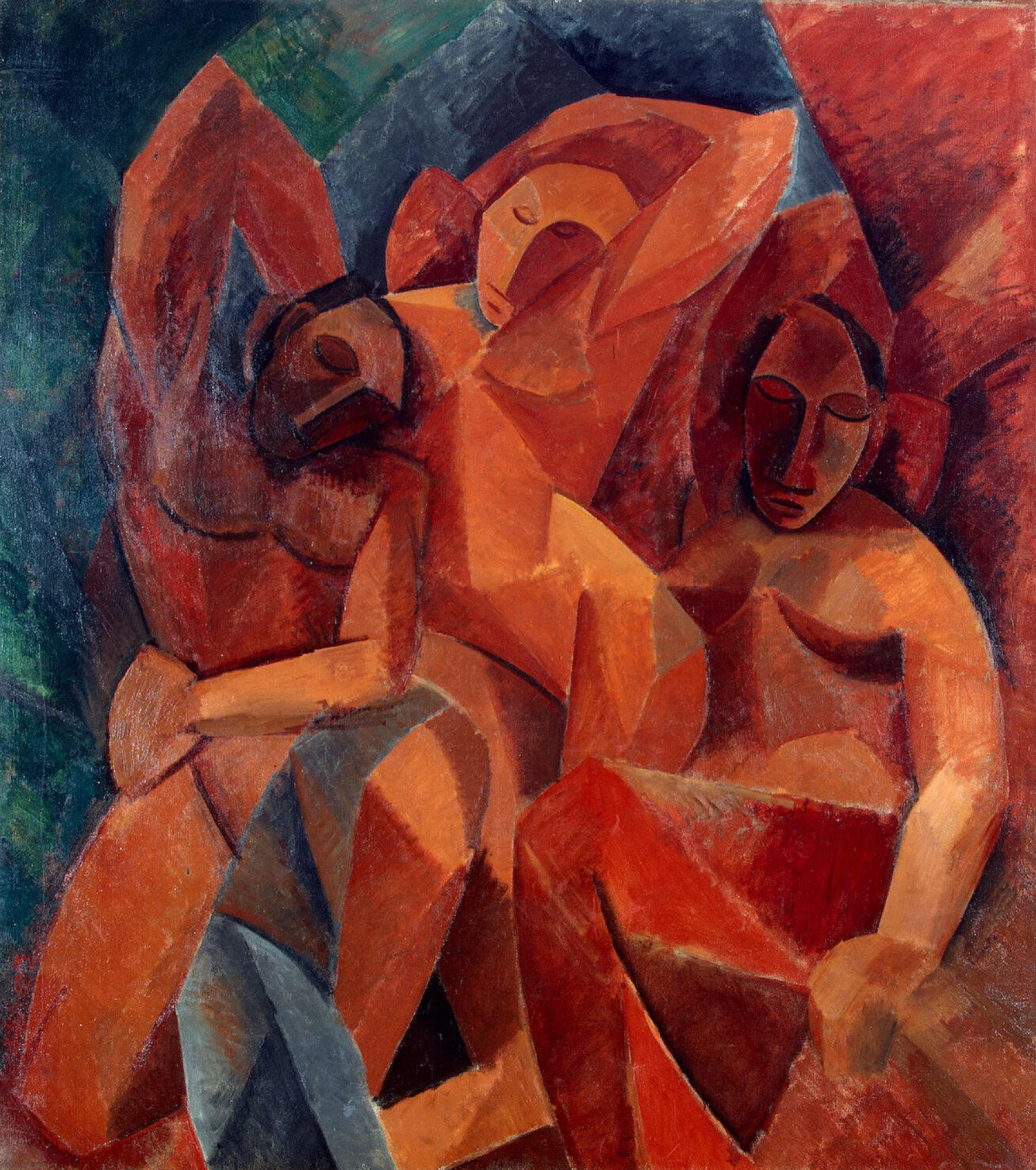 Pablo Picasso Three women, 1908, 178×200 cm : Descriptif de l