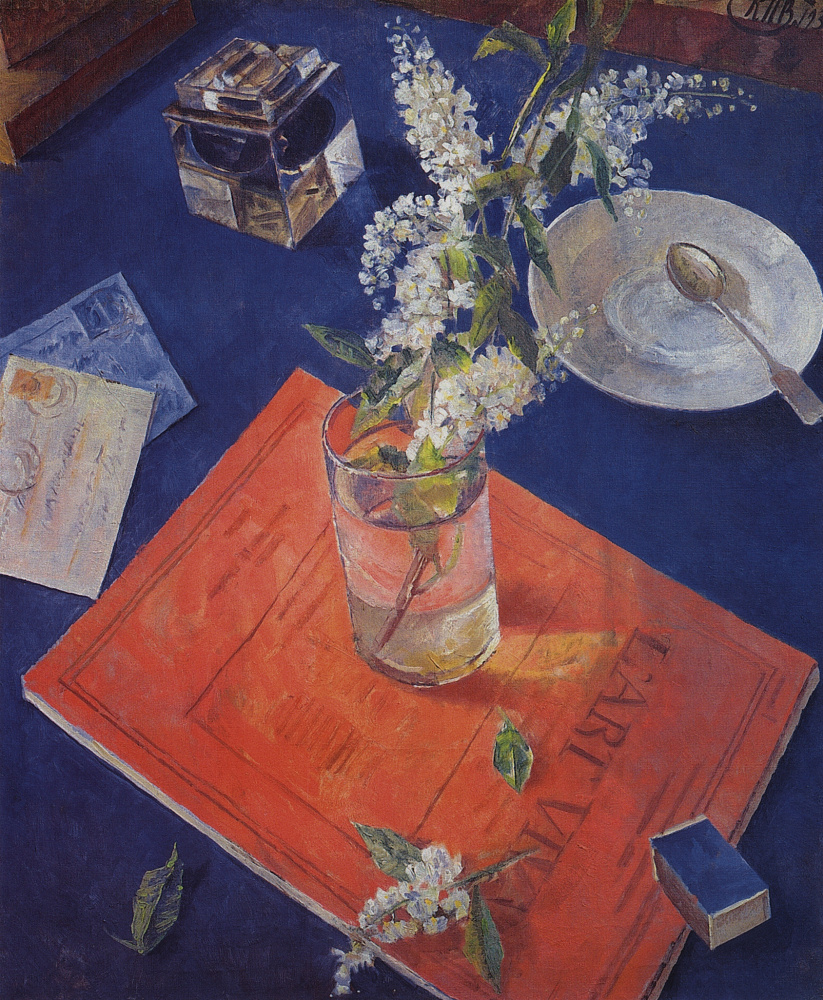 Kuzma Sergeevich Petrov-Vodkin. Bird cherry in a glass