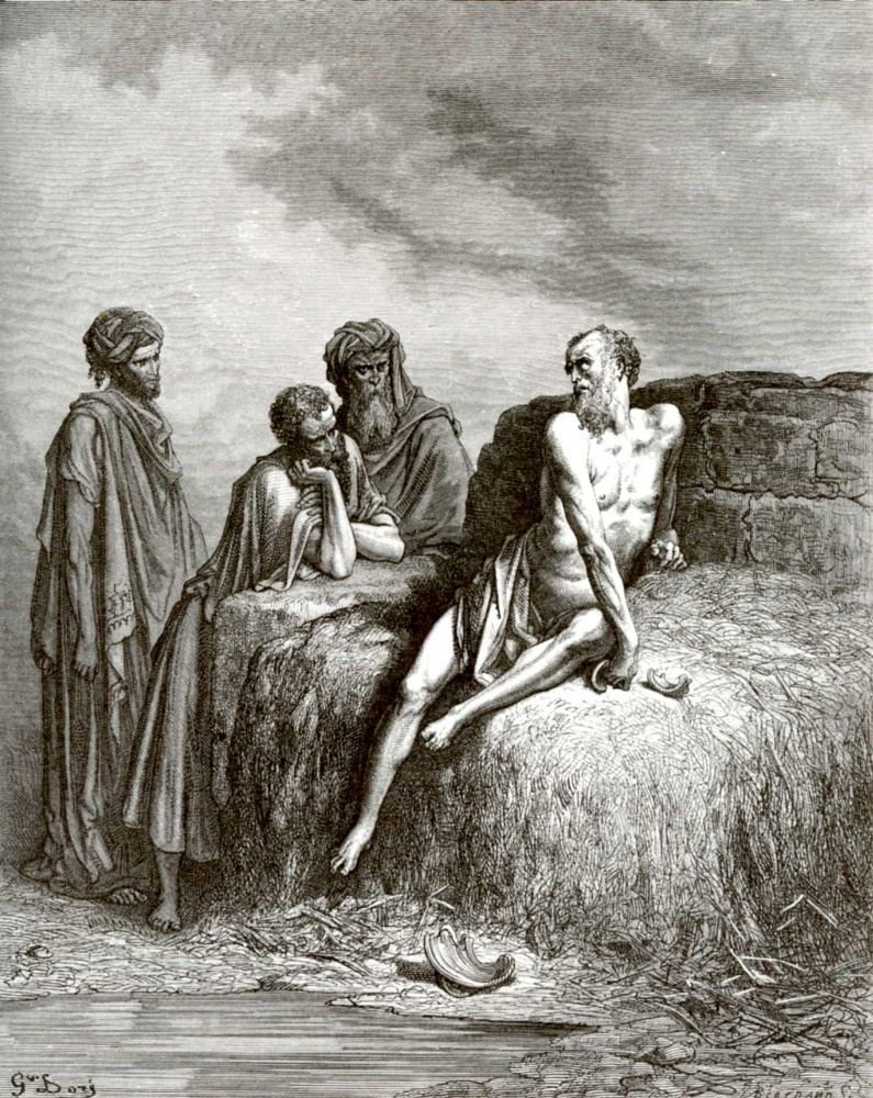 Paul Gustave Dore. Bible illustration: Job and his friends