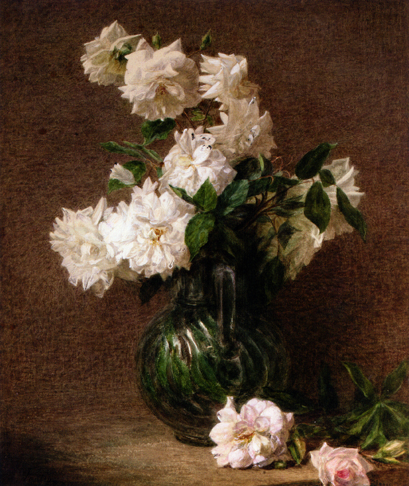 Victoria Dubourg (Fantin-Latour). White roses in a jug