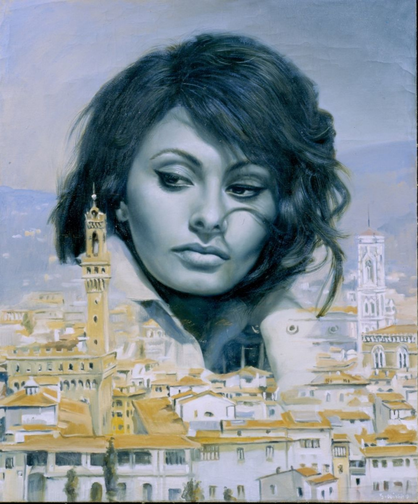 Nikas Stepanovich Safronov. Portrait Of Sophia Loren