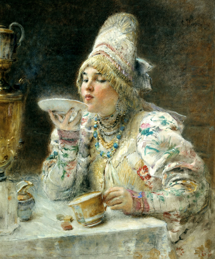 Konstantin Makovsky. Having tea