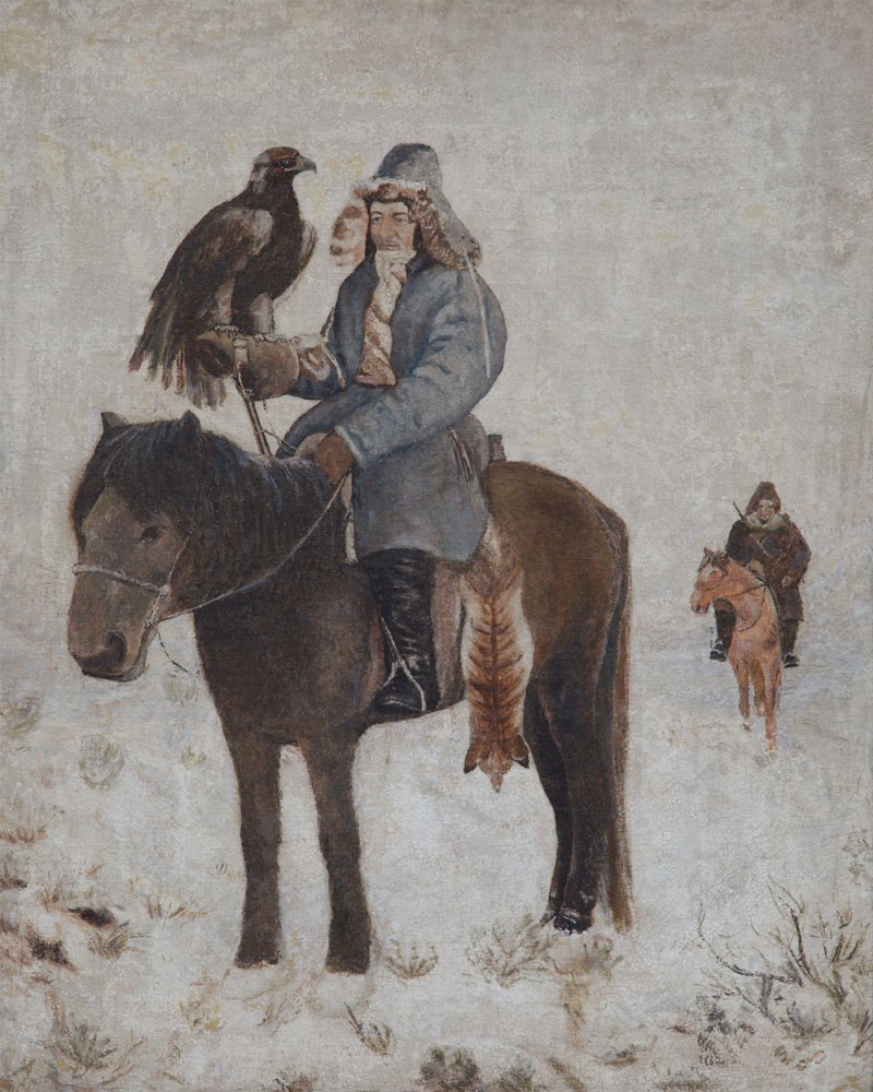 Abylkhan Kasteevich Kasteev. Hunter with a golden eagle