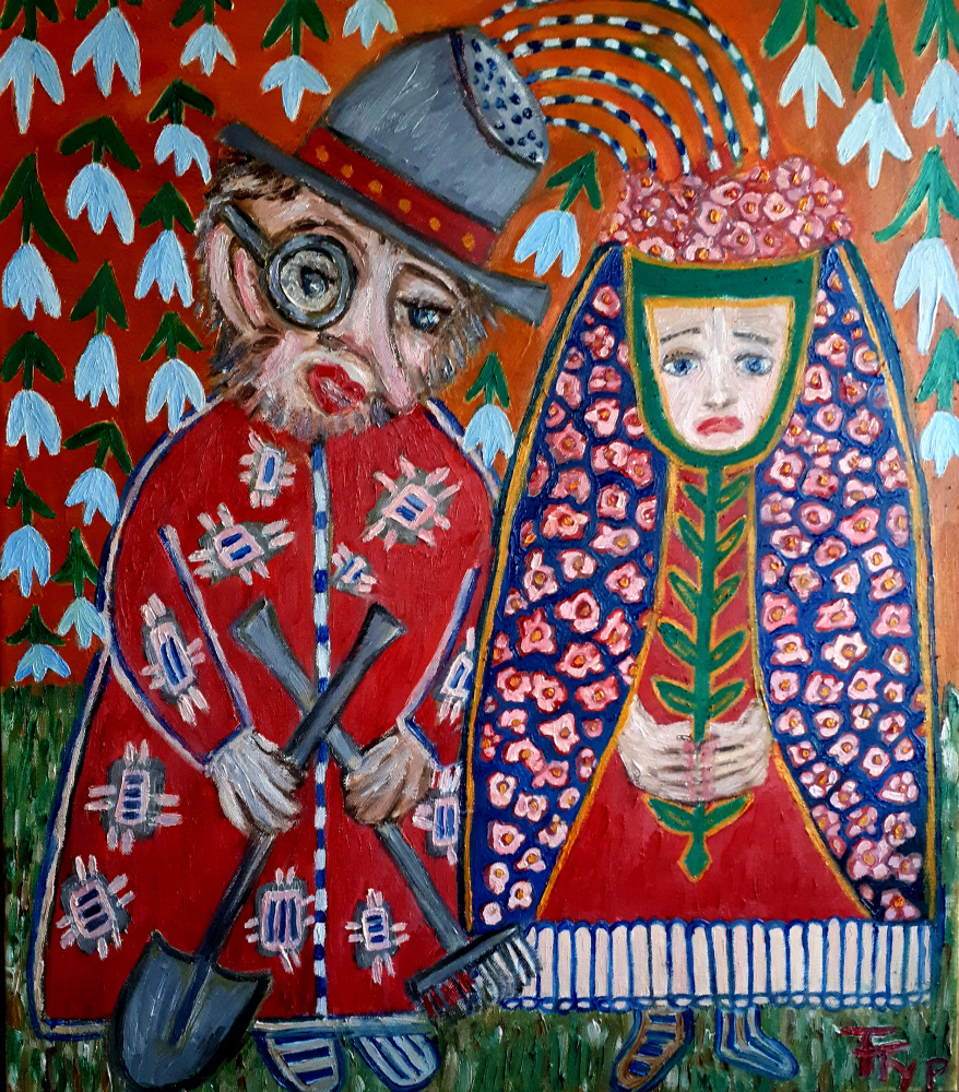 塔季扬娜 图拉诺瓦. 油画“园丁和花坛的婚礼”