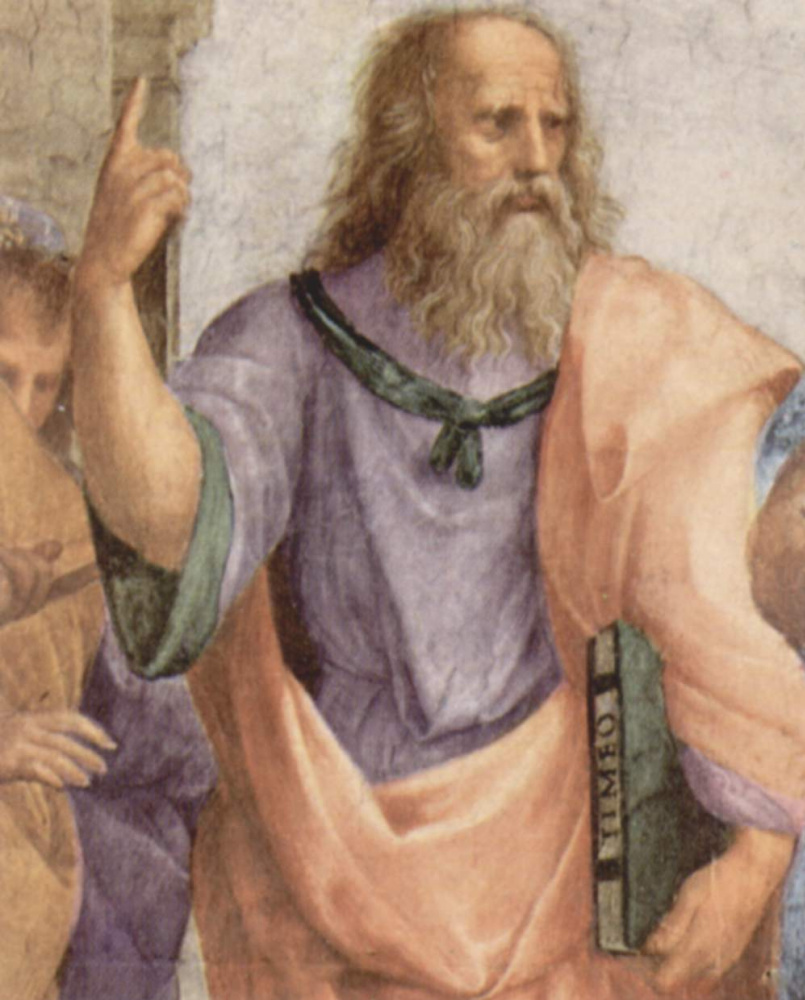 The stanza della senyatura. The fresco "the school of Athens". Snippet: Plato (Leonardo da Vinci)