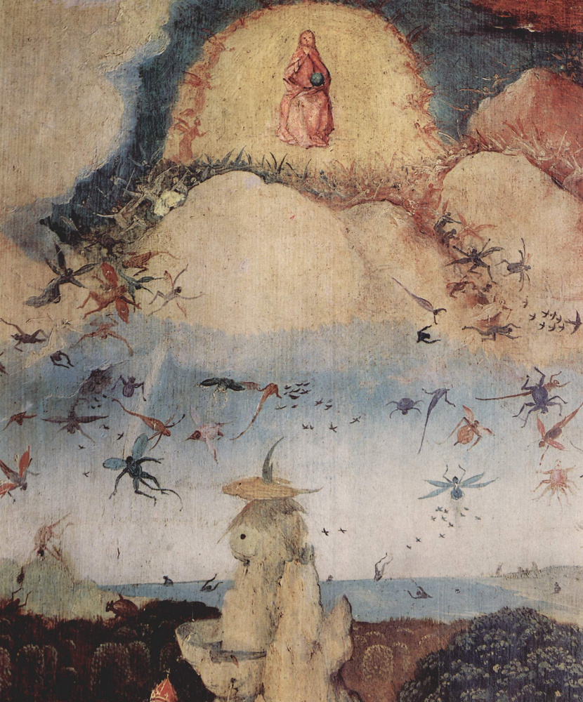 Hieronymus Bosch. The hay-cart. Left wing of a triptych. The expulsion from Paradise. Fragment