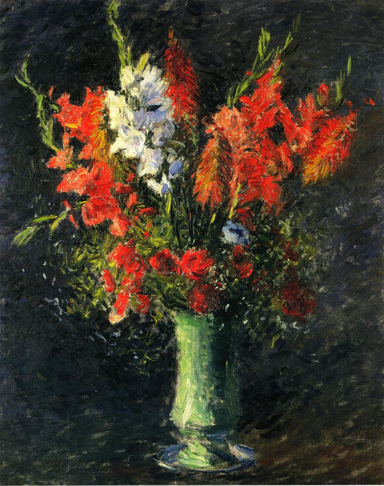 Gustave Caillebotte. Vase mit Gladiolen