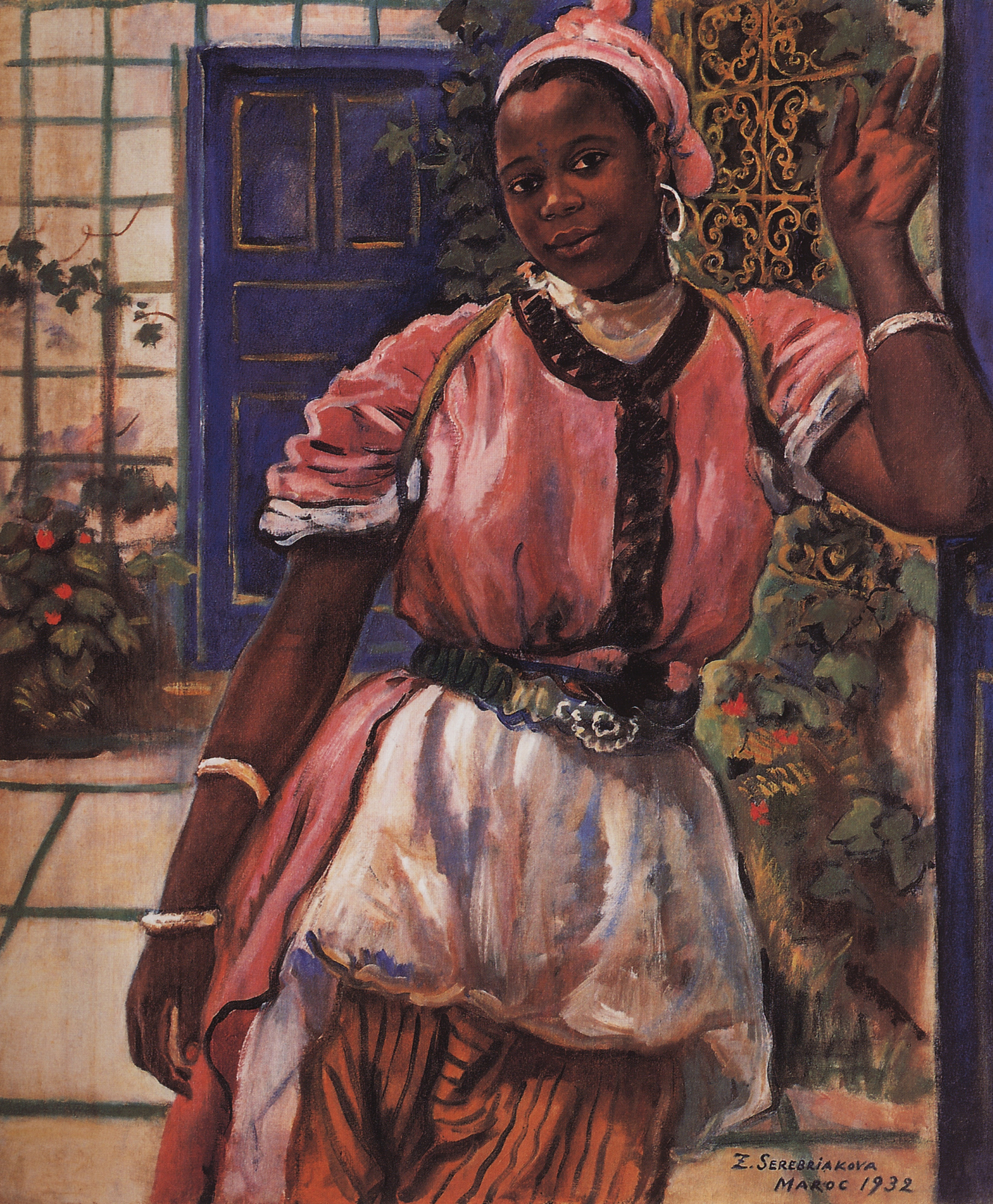 Moroccan in a pink dress, 1932, 81×100 cm by Zinaida Serebriakova