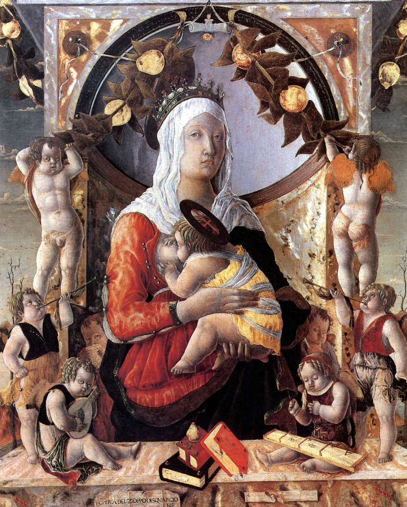 Marco Dzoppo. The Madonna and child surrounded by eight angels