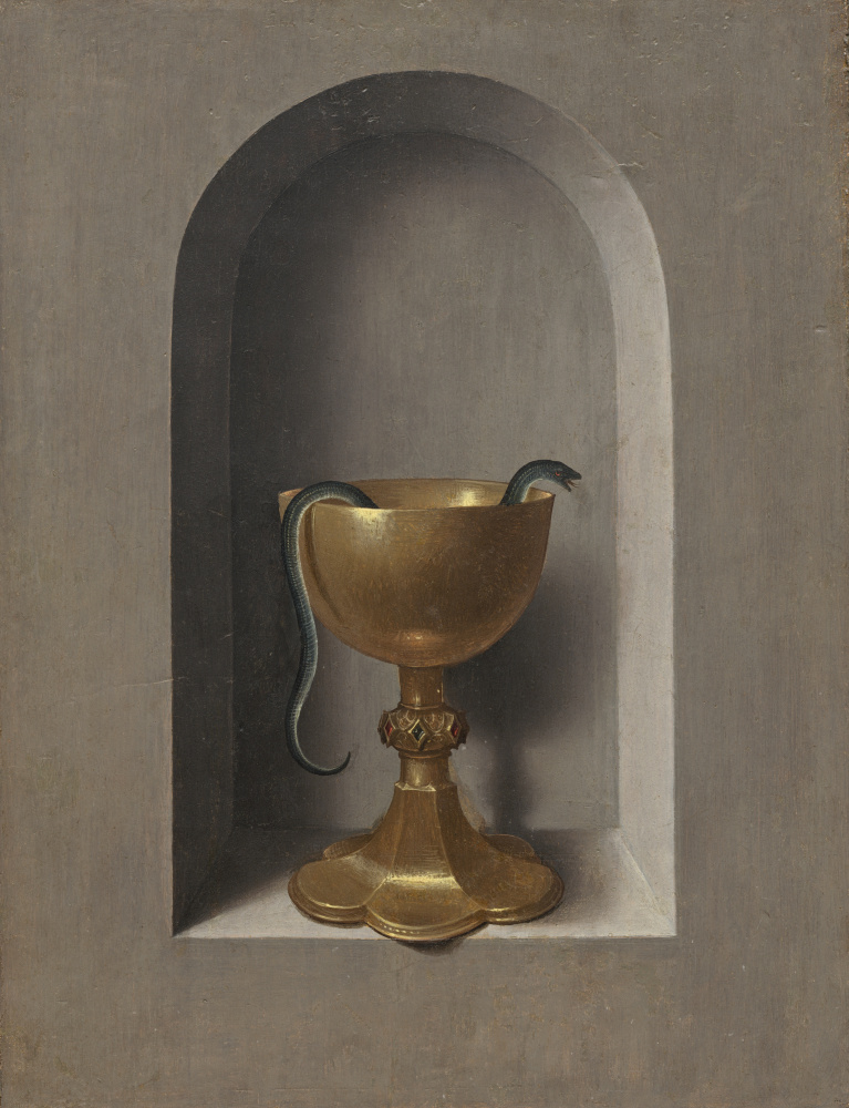 Hans Memling. Chalice Of Saint John The Theologian. Diptych of Saint John and Saint Veronica (the reverse side of the right wing)