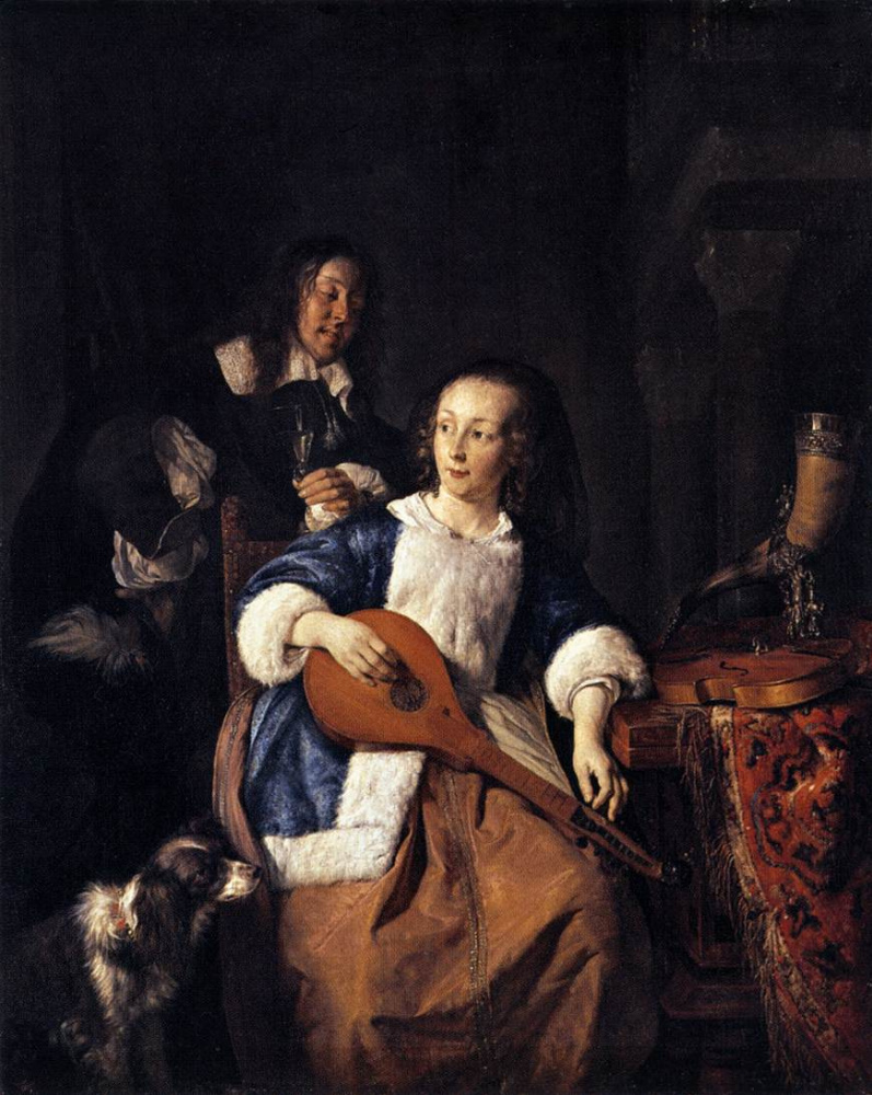 Gabriël Metsu. Woman playing the cittern