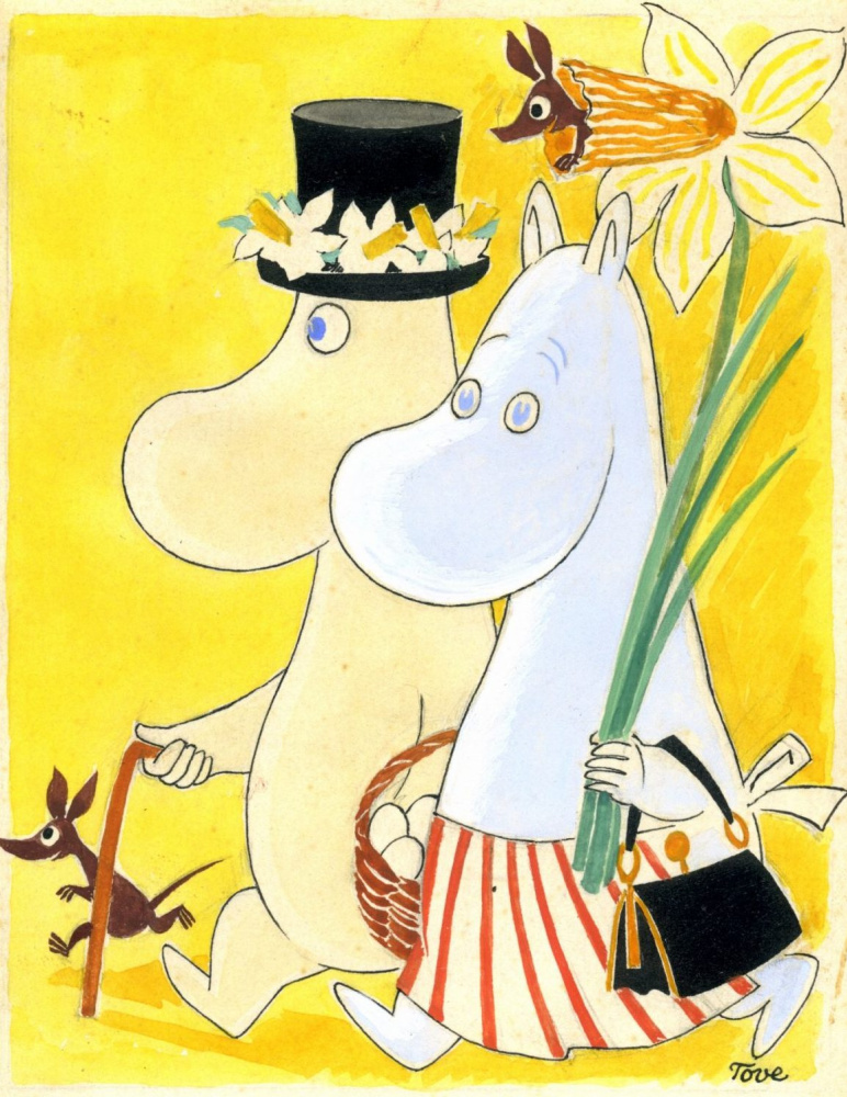 Tove Jansson. Moomin Dad and Moomin Mom on Easter Day