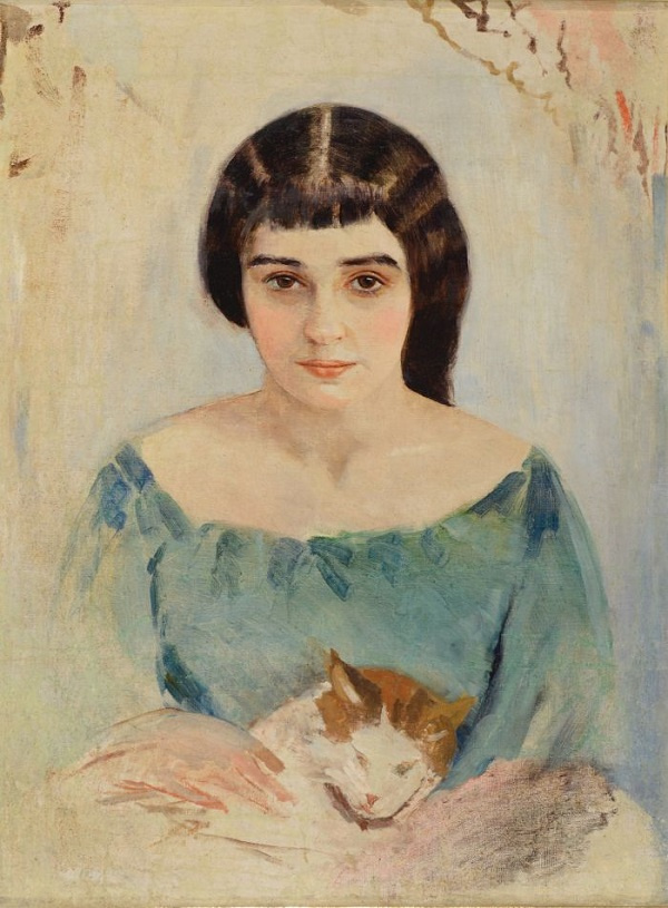 Yudel Pen. Two cats. Portrait Of Raisa Idelson