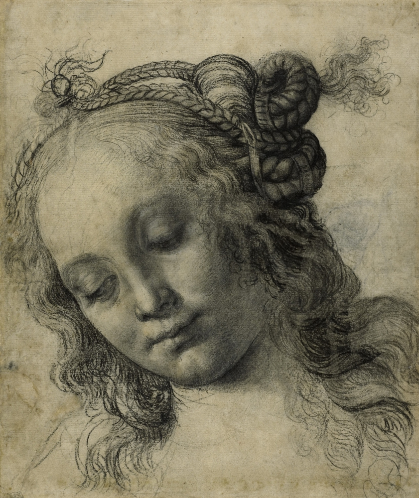 Andrea del Verrocchio. The head of a girl. Sketch