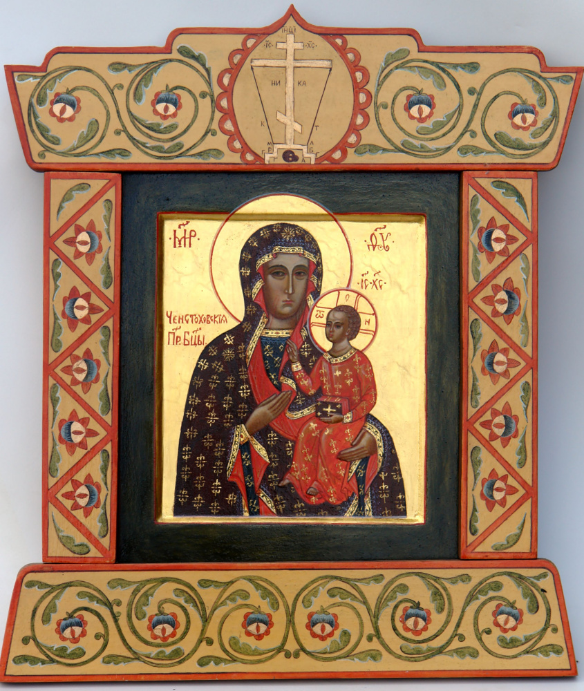 Moscow Icon Painting Workshop. The icon of the virgin of Czestochowa in rospisnoy Kyoto