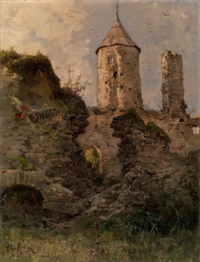 Julius Klever. Ansicht der Burg von Haapsalu, Estland