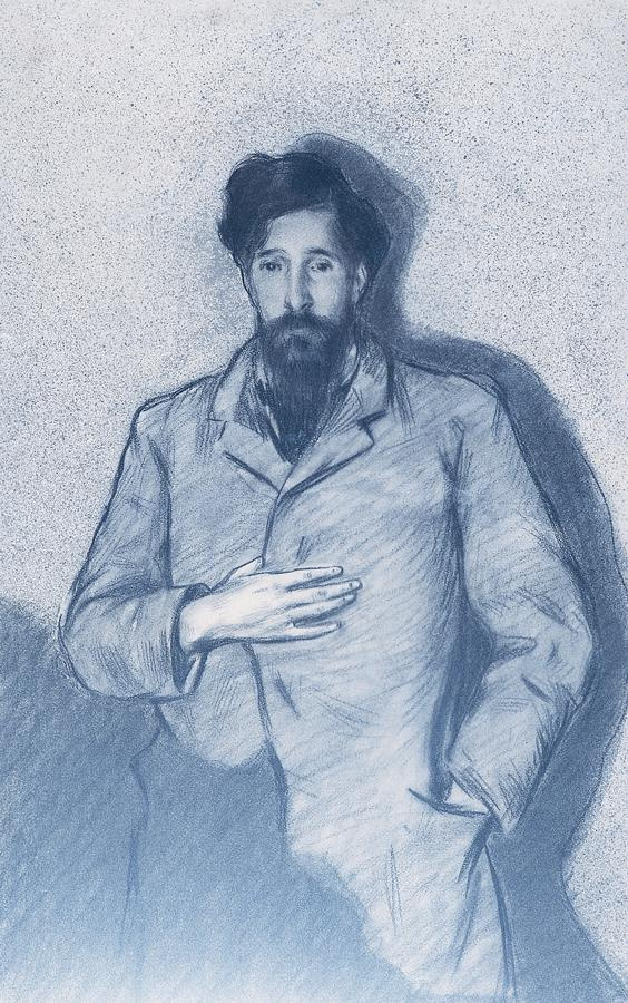 Ramon Casas i Carbó. Portrait of Santiago Rusinol, named El Greco "Nobleman with a hand on his chest"