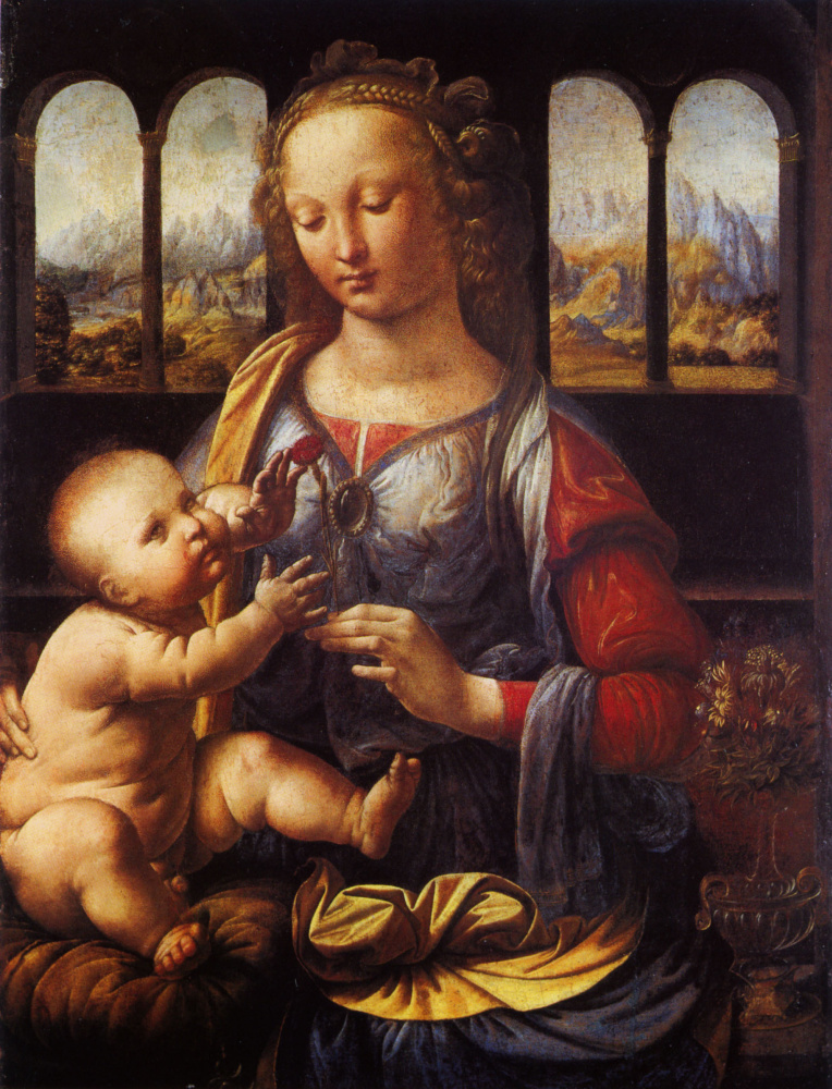 Leonardo da Vinci. The Madonna of the carnation