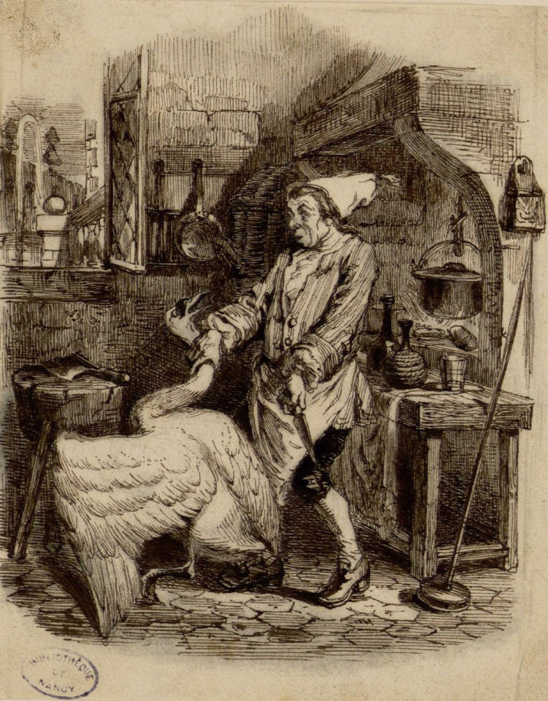 Jean Ignace Isidore Gérard Grandville. Swan and Cook. Illustrations to the fables of Jean de Lafontaine