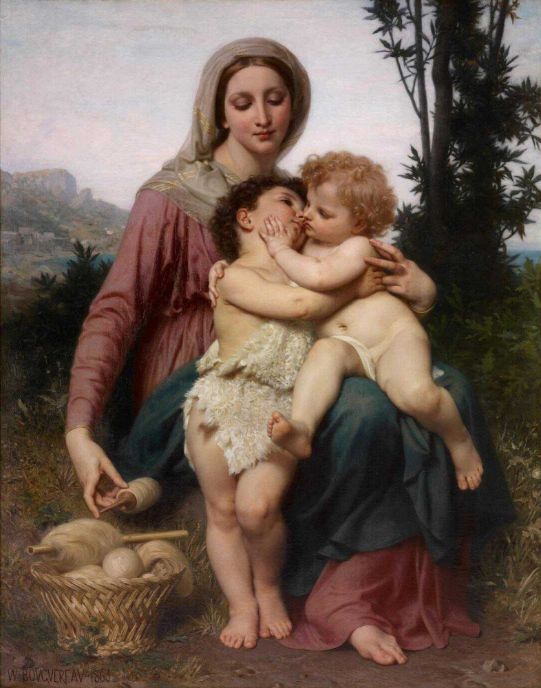 William-Adolphe Bouguereau. 麦当娜和孩子与年轻的施洗约翰