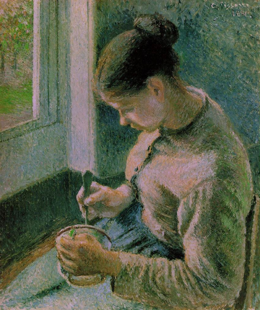 Camille Pissarro. Young peasant having her coffee