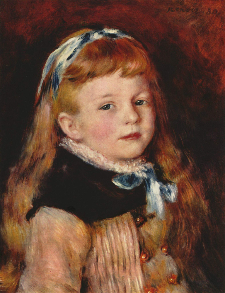 Pierre-Auguste Renoir. Grimpel lady with blue ribbon in hair