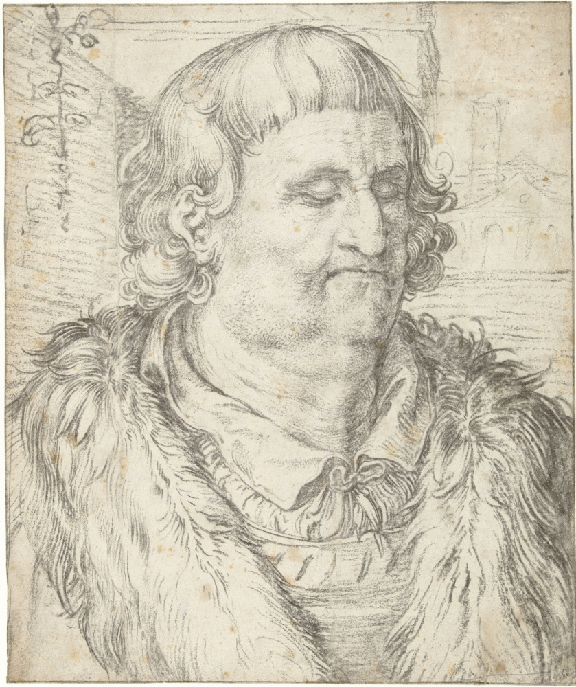 Hendrik Goltzius. Etude male head in the style of Durer. 1606