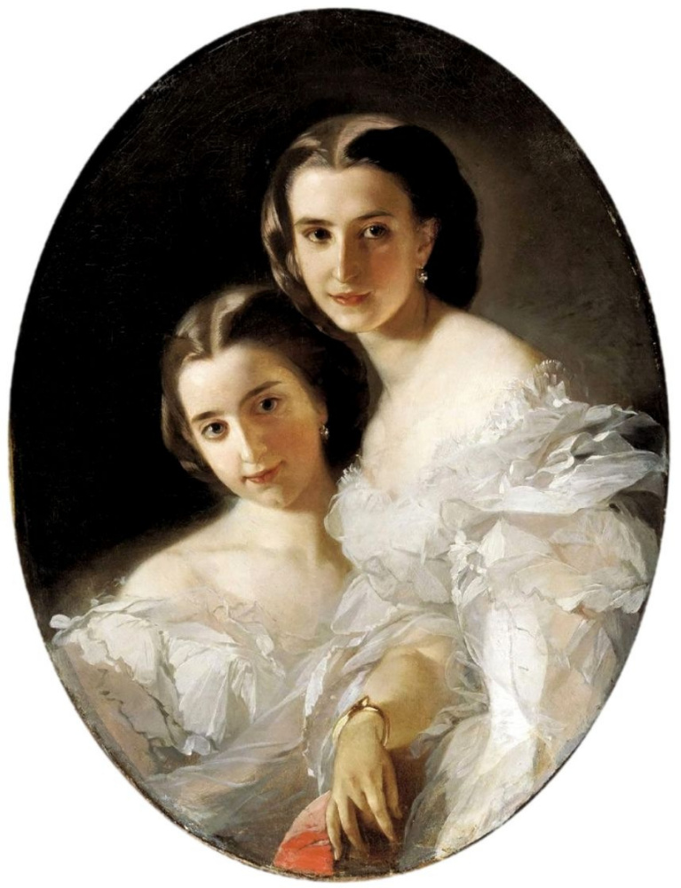 Ivan Kuzmich Makarov. Portrait of Olga and Varvara Arapova