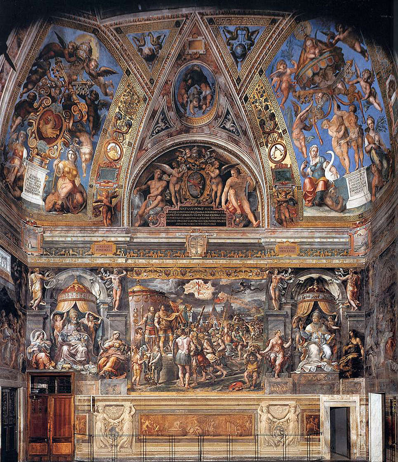 Raphael Sanzio. The frescoes of the hall of Constantine Palace of the Pope in the Vatican. General view
