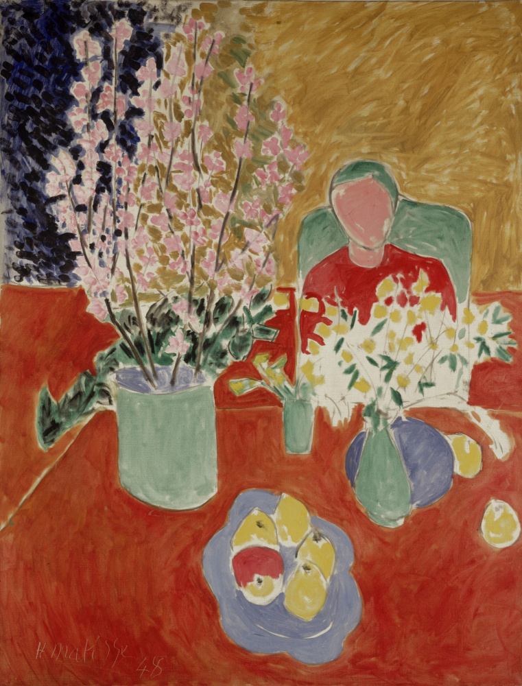 Henri Matisse. Flowers, plum, green background