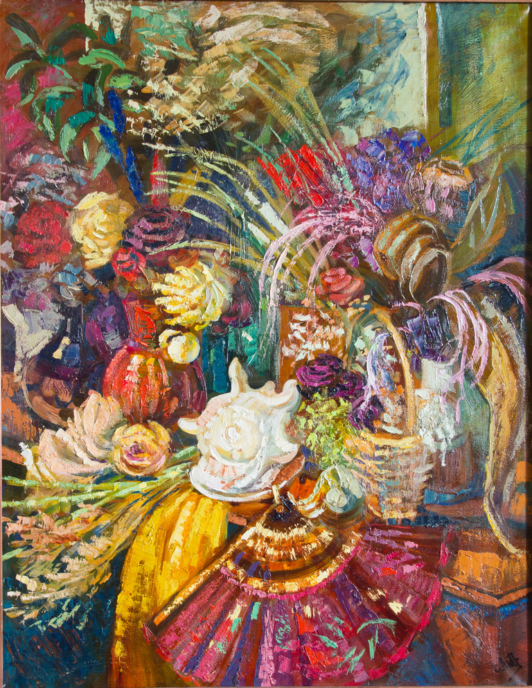 Екатерина Антропова. Натюрморт с морской раковиной и сухими цветами