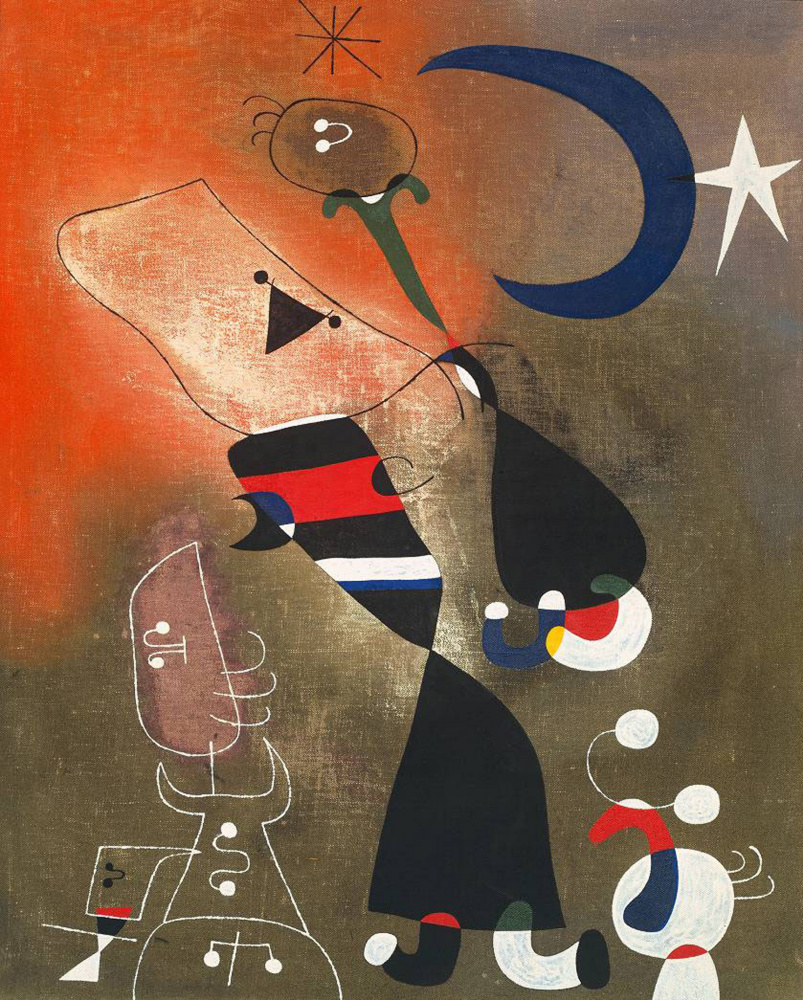 Joan (Joan) Miro. The woman, the bird and the moonlight