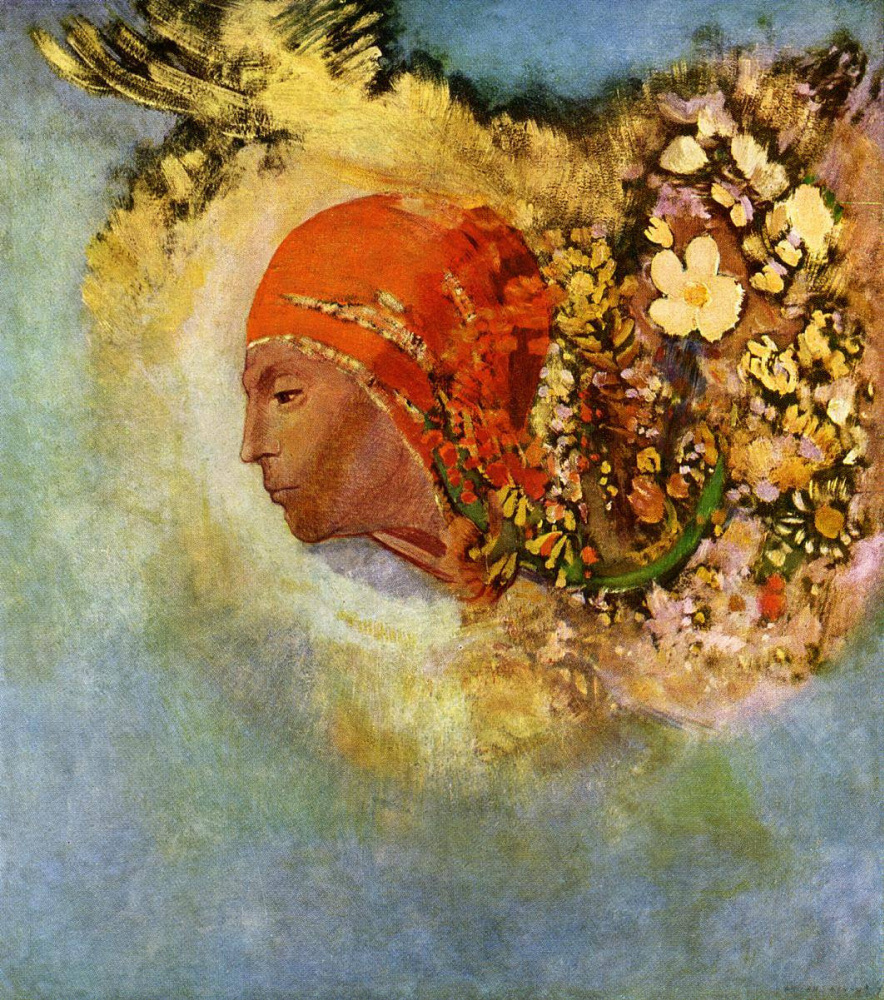 Odilon Redon. Head with flowers