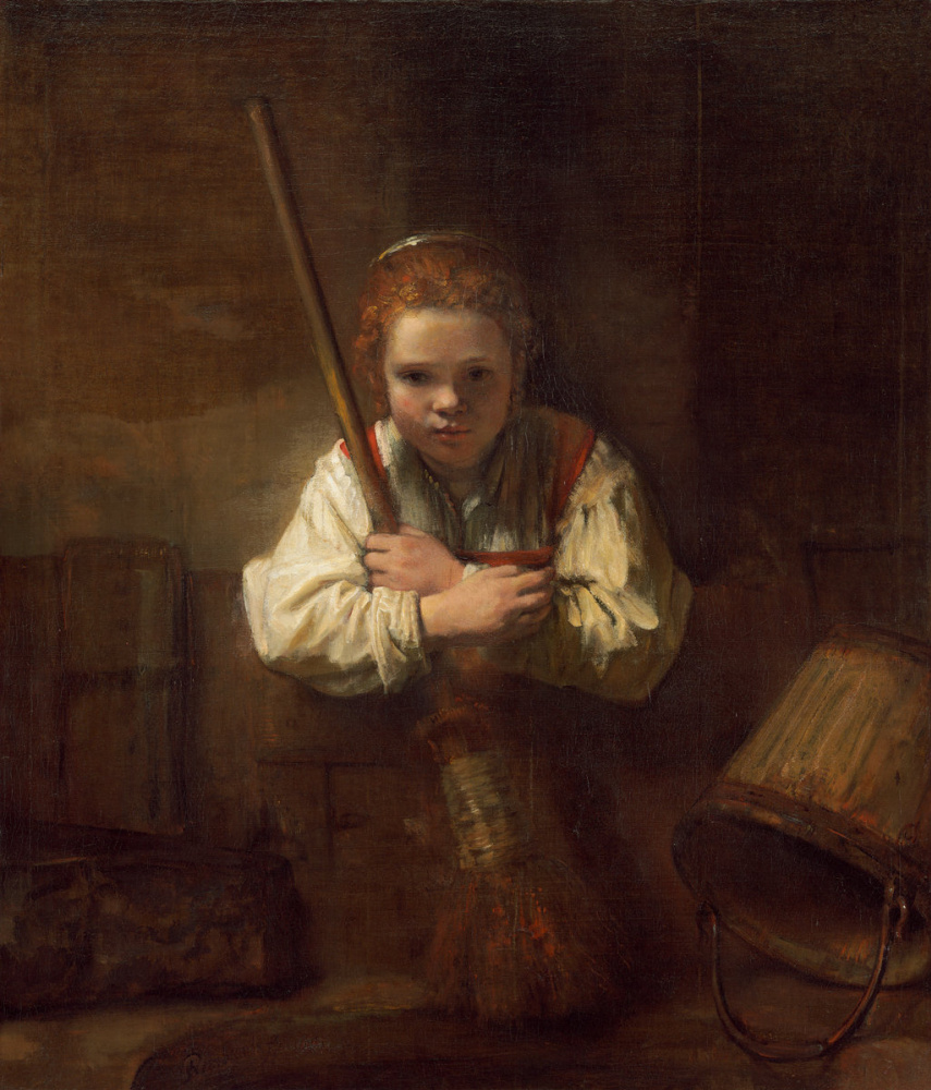 Karel Fabricius. The girl with the broom (workshop of Rembrandt van Rijn)