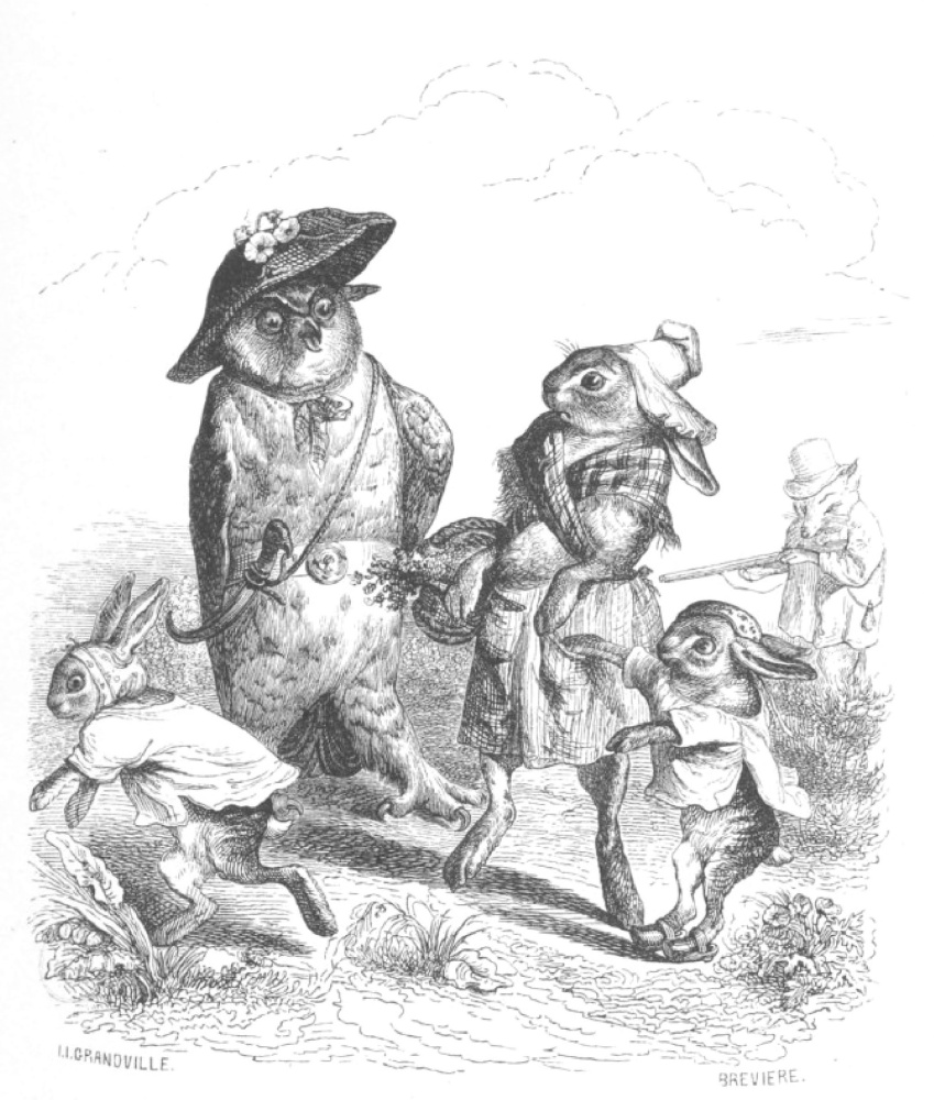 Jean Ignace Isidore Gérard Grandville. Big and terrible bird. "Scenes of public and private life of animals"