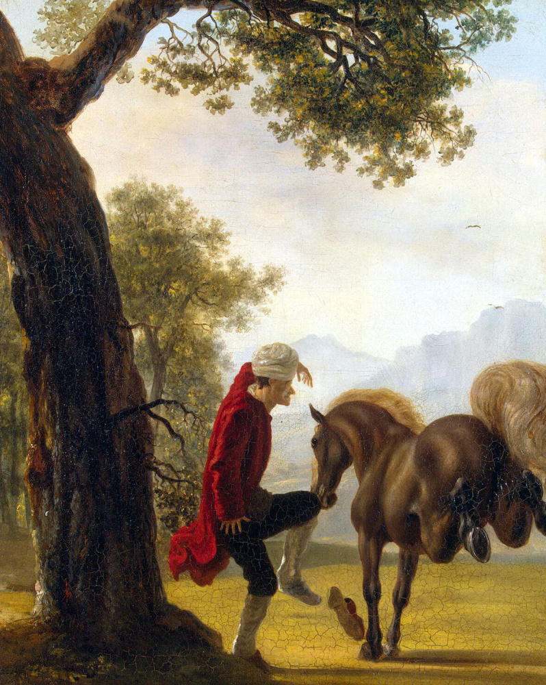 Jean Huber. Voltaire taming a horse