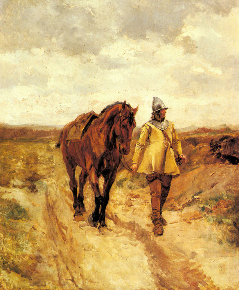 Jean-Louis-Ernest Meissonier. The man in armor and his horse