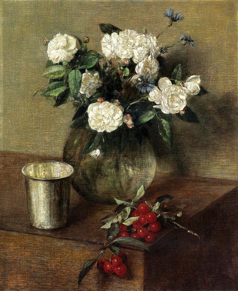 Henri Fantin-Latour. 白玫瑰和樱桃