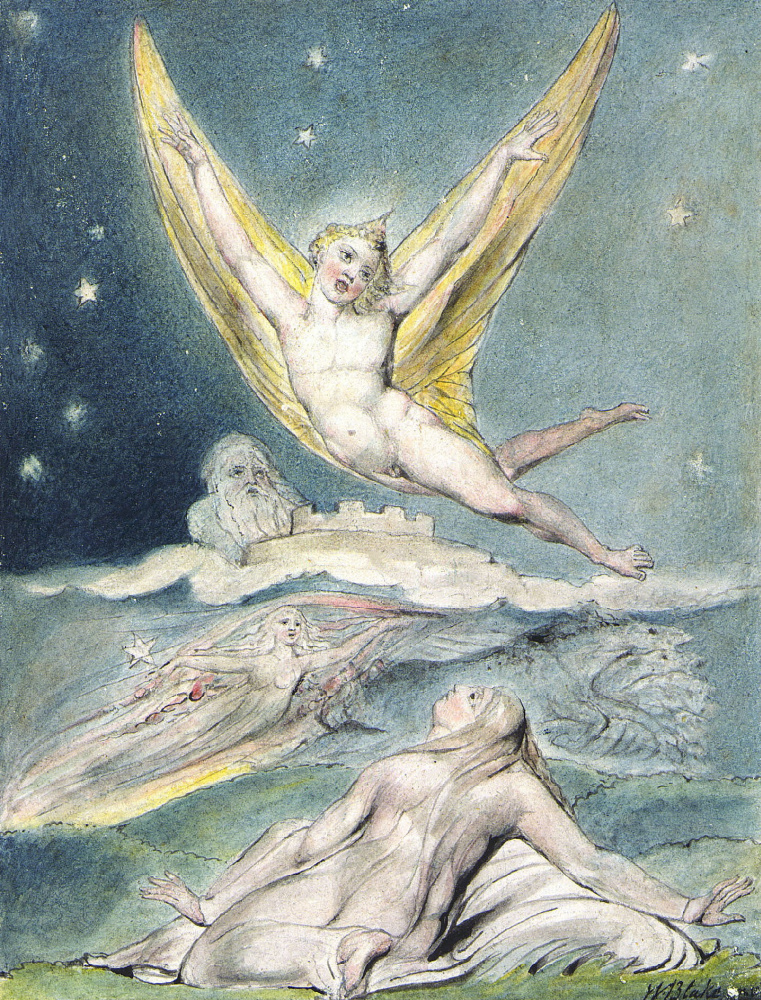 William Blake. Night, amazed at the Lark. Illustrations to the poems of Milton's "Fun" and "Thoughtful"