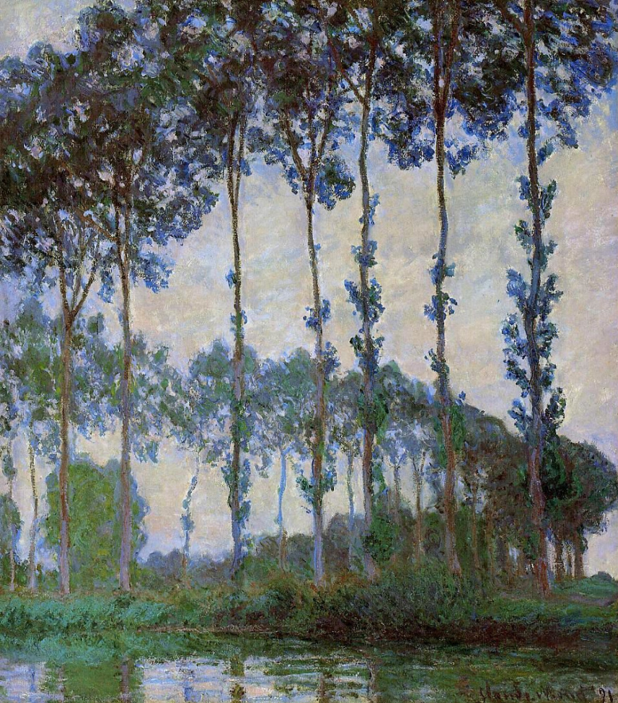 Claude Monet. Poplars on the river Epte at dusk