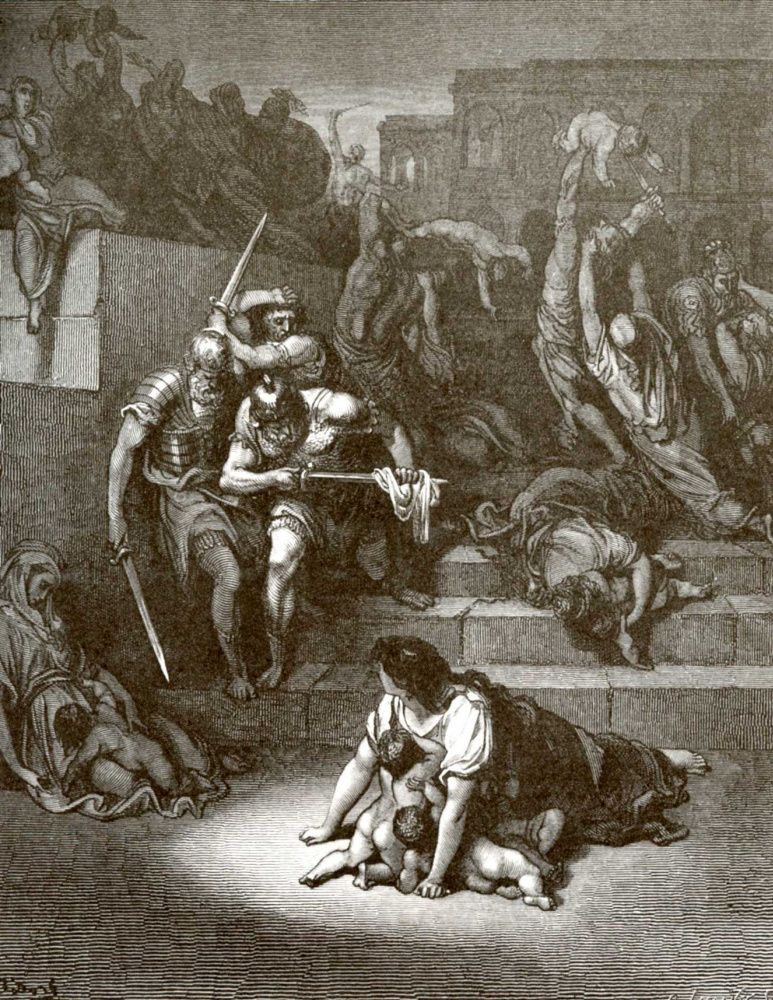 Paul Gustave Dore. Bible Illustration: Beating Babies in Bethlehem