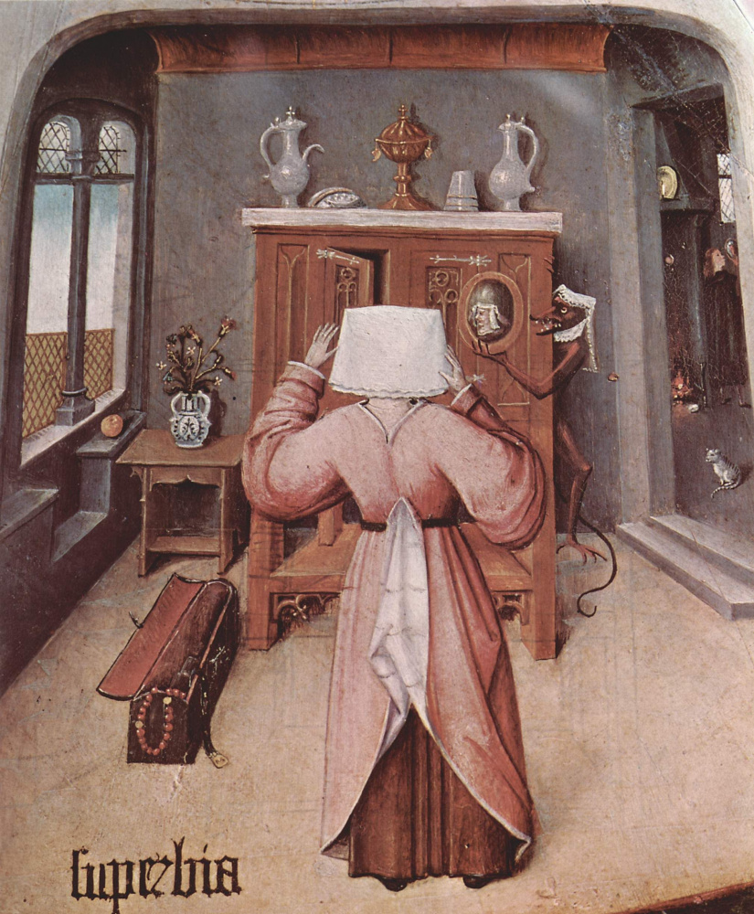 Hieronymus Bosch. Orgullo Siete pecados mortales y cuatro cosas pasadas. Fragmento