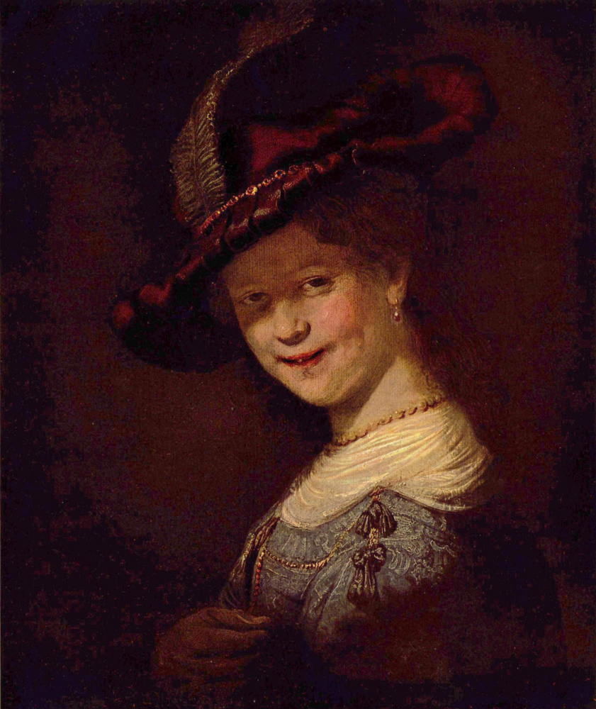 Rembrandt Harmenszoon van Rijn. Portrait of young laughing woman, possibly Saskia van Uylenburg