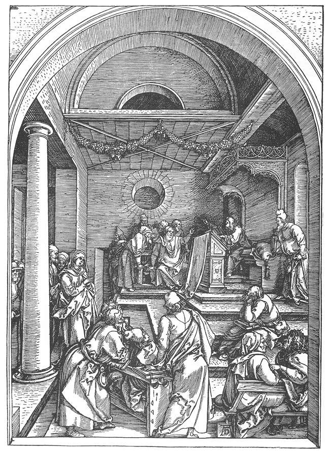 Albrecht Dürer. Christ among the scribes