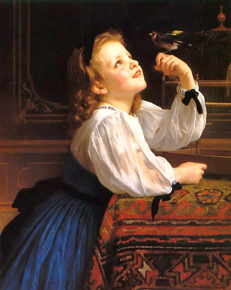 William-Adolphe Bouguereau. A girl with a bird