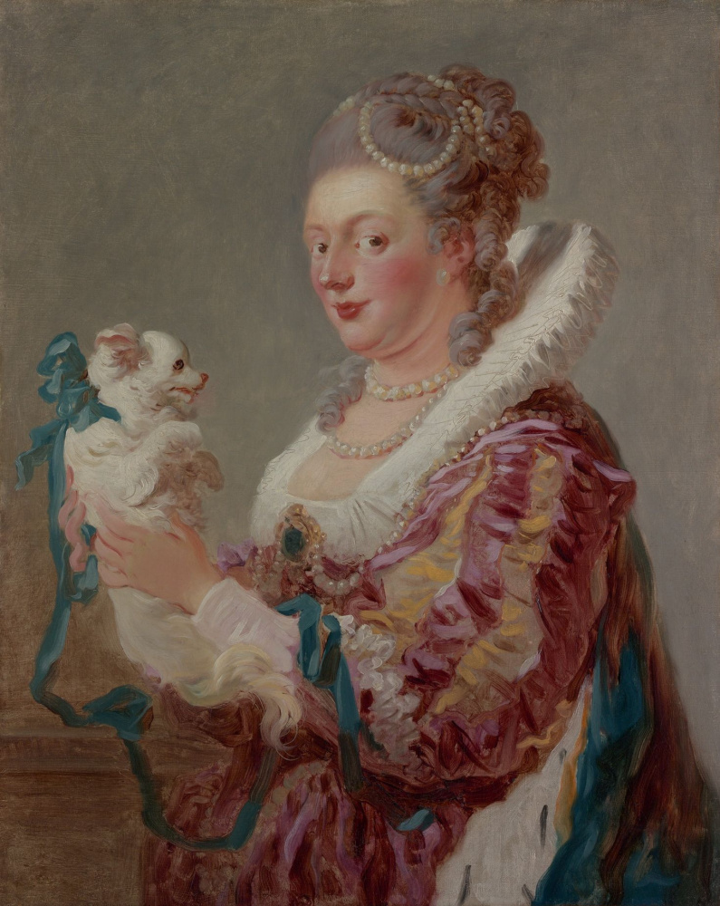 Jean-Honore Fragonard. Portrait of a lady with a dog