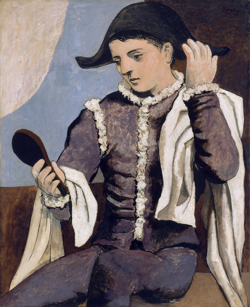Pablo Picasso. Harlequin with mirror