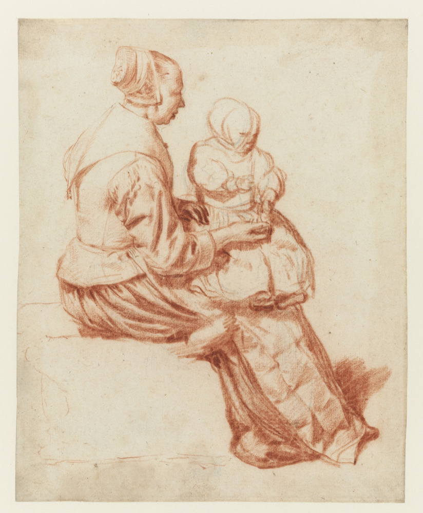 Adrian van de Velde. Woman with child on lap