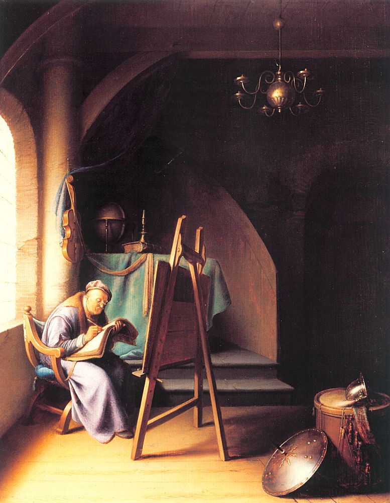 Gerrit (Gerard) Dow. Man, writing at the easel